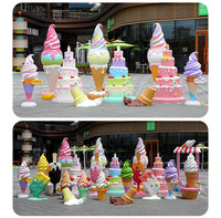 Sculpture de bonbons en fibre de verre personnalisée Sucette Glace à l'eau Gâteau Macaron Sucette en forme de canne à sucre pour la décoration extérieure de Noël