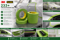 Cinta de enmascarar 3M 233+ de alto rendimiento para altas temperaturas, cinta de papel verde para líneas de pintura definidas