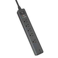 Linsheng Hot Selling 5 Stopkontak dengan Lampu Indikator ETL Surge Protector Power Strip untuk Kantor & Workstation Desktop dengan Port USB