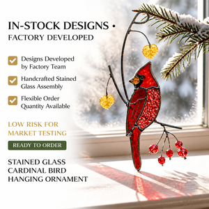 Atrapasueños de cristal artesanal con diseño de cardenal, pájaro rojo, regalo conmemorativo, obsequio de condolencia, decoración única para ventana del hogar - Product Image 1