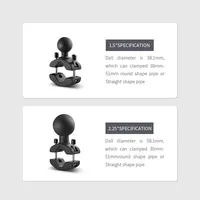 Support de fixation sur rail avec base à pince, adaptateur à rotule de 2,25 pouces, pour support de moteur, GPS, TV, tablette PC et guidon de VTT