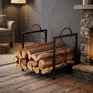 Classic Iron <b>Log</b> <b>Holder</b> Rectangle Powder Coated Firewood Storage Rack for Fireplace Accessories - Product Image 4