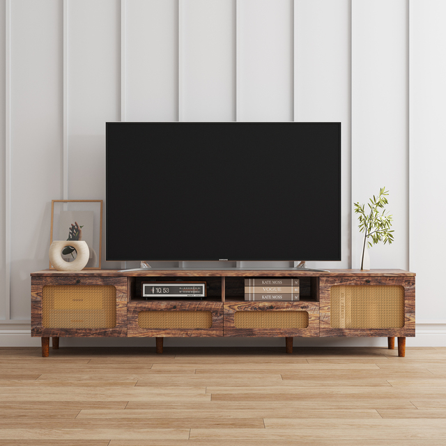 Modern White Wooden TV Stand Black Glass Media Console Elegant Meubles TV Table Benches Cabinet for Living Room Bedroom Hotel