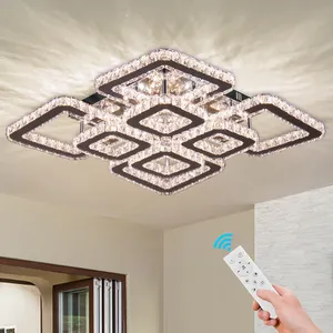 led flush mount ceiling light Dimmable Square crystal flush mounted chandler ceiling light chandelier modern ceiling mount light
