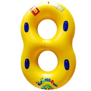 Double <b>Circle</b> Inflatable Swim <b>Ring</b> Figure Eight Design For Adults And Couples Pool Float With Handles - Product Image 5