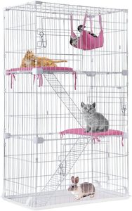 Gaiola de Metal Sólida para Gatos de 67 Polegadas com 3 Camadas, 3 Camas, 3 Portas Frontais, 2 Escadas, Prateleiras para Descanso, Rede e Canil para Furões - Product Image 2