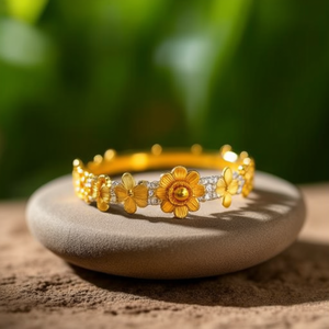 กำไลข้อมือสวยงาม 316L สแตนเลสสตีล ชุบทอง PVD ลายดอกไม้ ทนทาน เป็นมิตรต่อสิ่งแวดล้อม - Product Image 3