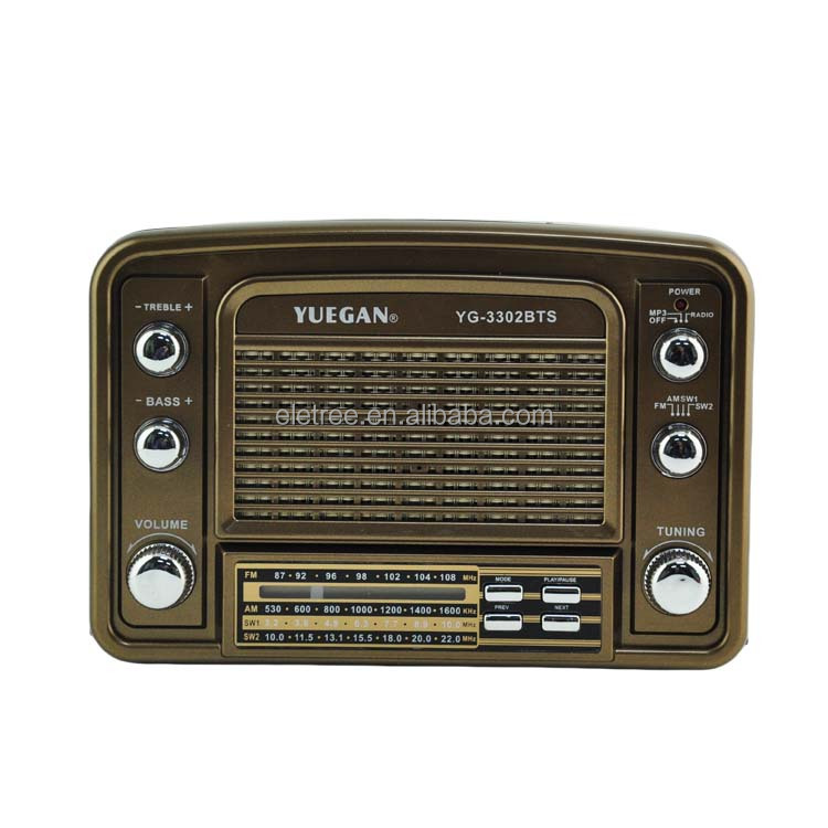 Yg-3302bts Home Retro Style Solar Power Portable MP3 Player
