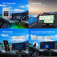 Podofo Écran HD portable de 10,26 pouces, CarPlay/Android Auto sans fil, moniteur de voiture, AirPlay, diffusion Android, musique BT, fabricant OEM/ODM
