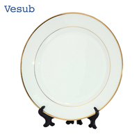 Assiette décorative commémorative suspendue en grès céramique de 8 pouces avec incrustation dorée, impression par sublimation personnalisée, durable