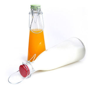 Botella de Vidrio Transparente <span class=keywords><strong>con</strong></span> Tapa para Jugo, Leche, Té, Bebidas, Botella de Vidrio <span class=keywords><strong>con</strong></span> Forma Personalizada, Logotipo Personalizado Disponible - Product Image 4