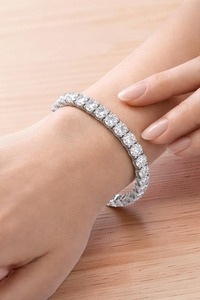 AFAR JEWELS Best Selling Silver Plated <b>Freshwater</b> <b>Pearl</b> Tennis <b>Bracelet</b> Moissanite Brilliant Cut Brilliance Luxury Fashion - Product Image 6