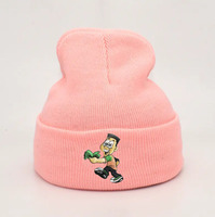 Gebreide 100% acryl wintermutsen met op maat geweven labels, camouflage/puntjes/strikken patronen, zakelijke & strand stijl
