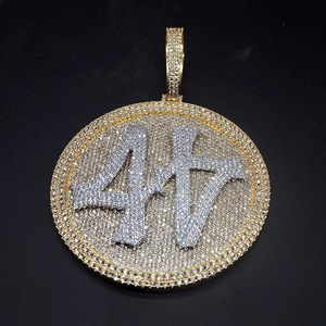 Collier avec pendentif Hiphop numérique 44, pendentif hip hop, personnalisé, Rotation glacé avec chaîne cubaine 18K, or blanc, plaqué, grand, nouveauté - Product Image 3