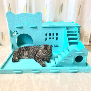 Maison pour chat en feutre écologique avec motif de patte, détachable, pliable, niche pour chaton, cachette confortable, jeu, capacité de 66L - Product Image 5
