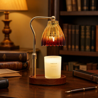 Lampe chauffe-bougie décorative de chambre à coucher, élégante, tendance, en métal gaufré, avec minuterie, sans fumée, pour diffusion d'arômes, à intensité réglable