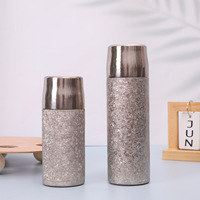Portable 350/500ml Titane Fiole À Vide Thermos Large Bouche Conception Étanche Thermique Randonnée En Plein Air Camping Bouteille D'eau Chaude