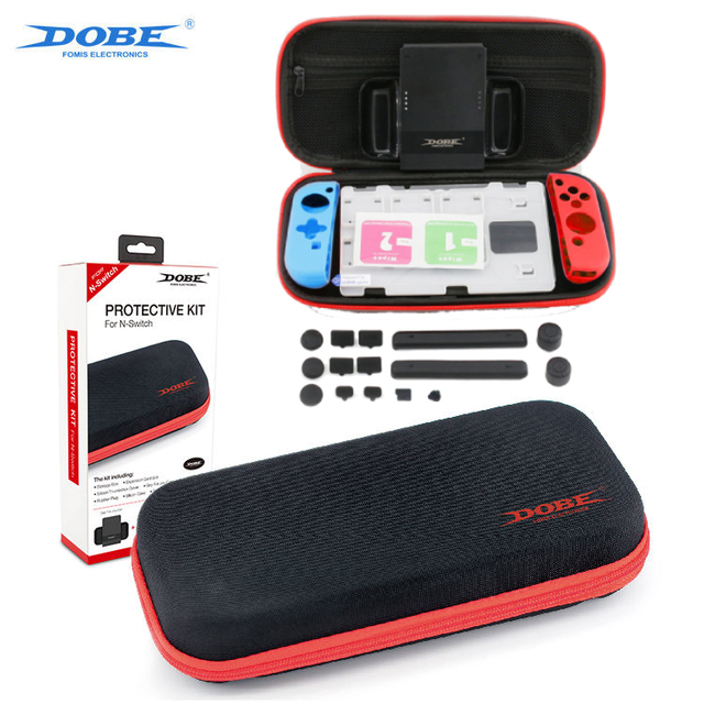 DOBE Switch Accessories 7 In1 Protective Kit Switch Carrying Case Storage Bag Screen Protection Film for Nintendo Switch