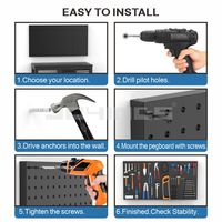 Penyimpanan Dinding Kantor Rumah dengan Gantungan Pegboard Logam, Penyangga Keyboard, dan Display Pegboard untuk Mengatur Meja Kerja
