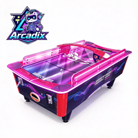 Table de hockey sur air incurvée à LED, à monnayeur, pour 2 joueurs, machine de jeu d'arcade, modèle Arcadix anglais, pour centres de jeux - Vente chaude