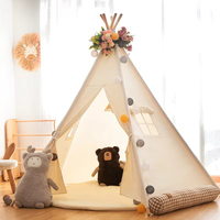 Tienda de campaña tipi plegable de lona de algodón al por mayor para niños, casa de juegos interior