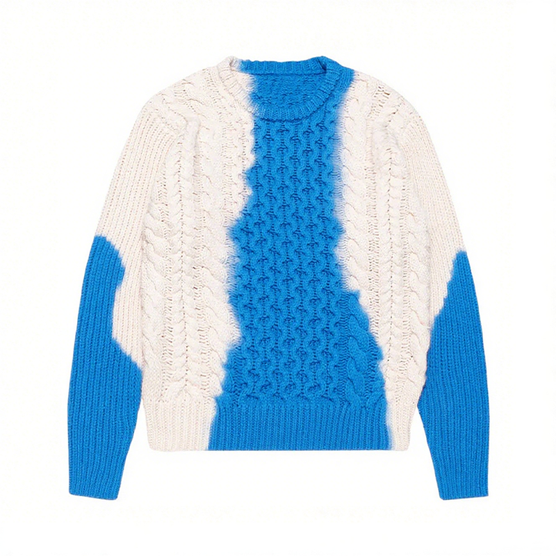 LAISHEN Women's Oversized Color Block Knit Sweater - Long Sleeve Crew Neck Pullover Top (Color Block 04, XL) - View #4
