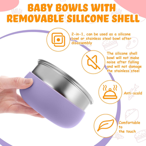Piatti Divisi in Silicone Senza BPA con Ventosa Rimovibile, Piatti per Alimenti in Acciaio Inox 304 per Bambini - Product Image 3