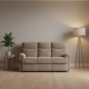 Sofá Reclinable Manual de 3 Plazas en Terciopelo Marrón Claro de Lujo con Reposabrazos y Respaldo Acolchados para Sala de Estar por DB - Product Image 2