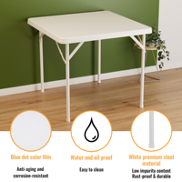 Table de salle à manger carrée en plastique, grande, durable, pratique, imperméable, légère, pliable, empilable, pour l'extérieur, les parcs, les salons