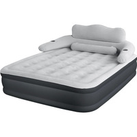 LGM Matelas pneumatique épais gonflable avec tête de lit à pompe électrique et porte-gobelets Matelas pneumatique portable pour le camping et l'intérieur