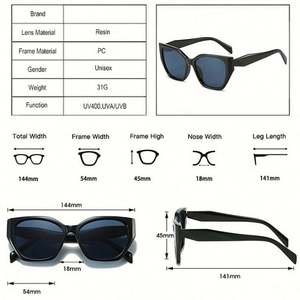 Gafas de Sol Retro 2022 con Lentes Transparentes Estilo Ojo de Gato, Poligonales, de Doble Color para Mujer - Product Image 4