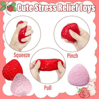 Jouets Squishy en Caoutchouc Taba, Mignons en Forme de Fraise, Jouets Sensoriels Souples Anti-Stress, Jouets Kawaii pour l'Anxiété, Cadeaux de Fête pour Enfants