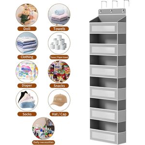 Over The Door Organizer 6 Tier Grey <b>Hanging</b> <b>Storage</b> With 17 Pockets For Closet Bathroom Bedroom Use - Product Image 5