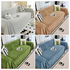 Écharpe décorative de luxe silencieuse, unie, écologique, beige, en chenille gaufrée, réversible, lavable en machine, antidérapante, pour la maison (vente en gros) - Product Image 1