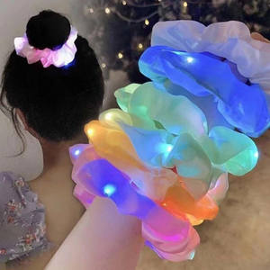 Bandas luminosas LED para el pelo para mujer y niña, bandana sencilla para el pelo, anillos de goma, accesorios para el cabello - Product Image 6