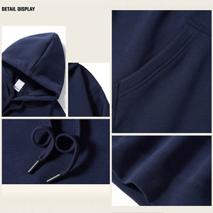 Custom Design Hoodie <b>Mens</b> Pullover <b>Sweatshirts</b> Manufacturer Long Sleeve Wholesale Solid Print Logo Cotton Drop Shoulder Hoody - Product Image 3