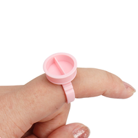 Herz-und Blumenbecher-Kleber ing Volumen ring Wimpern verlängerung werkzeuge Kleber halter Blau/Pink/Weiß/Grün Wimpern kleber ringe