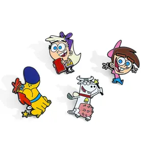 Dibujos animados The Fairly Oddparents personajes alfileres de solapa artesanías de metal perro vaca esmalte alfileres personalizado al por mayor ropa PIN