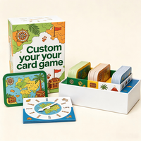 Jeu de cartes éducatif et familial personnalisé dans une boîte rigide avec couvercle et fond, avec jeu de cartes en papier noir pour cadeau