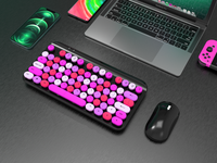 Vente flash Clavier sans fil BT 77 touches Design rétro de machine à écrire Clavier de jeu miniature rond et souris pour Win IOS Android