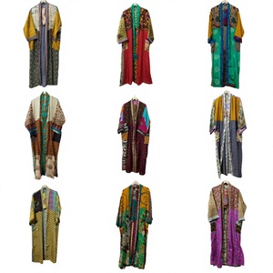 Kimono de Talla Única con Estampado Floral Vintage, Saari de Seda con Parches, Elegante y Casual, con Cierre de Cordón, Suave, Transpirable y Sexy, de Longitud Completa - Product Image 2