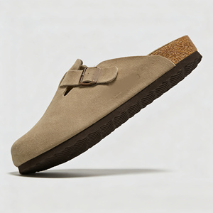 Sabots plats à plateforme pour femmes en daim respirant, sandales orthopédiques à bout fermé roses, <span class=keywords><strong>mules</strong></span> en cuir et liège, collection Printemps - Product Image 2