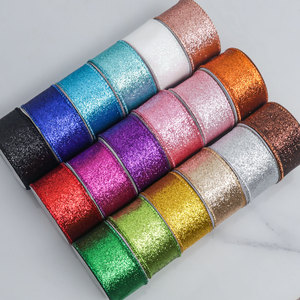 Konfeti Pesta Berkilau Hijau Pastel Emas Perak Pita Jacquard Kulit Lebar 6.3cm Dekorasi Karangan Bunga Pohon Natal - Product Image 2