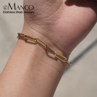 Bracelet unisexe en acier inoxydable avec chaîne trombone couleur argent eManco Classic, plaqué or 14 carats, cadeau de vacances, bijoux en gros