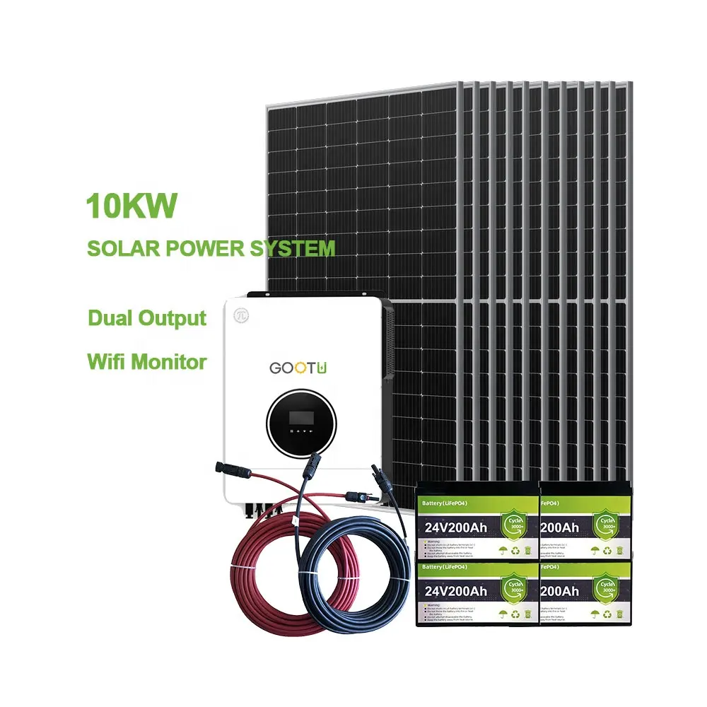 GOOTU10KWソーラーシステム家庭用住宅用太陽光発電システム48V230VACソーラーパワーシステム (リチウムイオン電池付き)