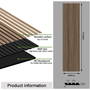 ชั้นแผ่นอะคูสติกทนไฟ-แผ่นไม้ออกแบบแผ่นไม้ดูดซับเสียงปูผนัง (NRC 0.8 +) - Product Image 4