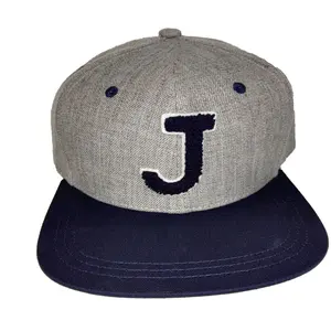 Personnalisé de luxe EN LAINE MÉLANGÉE gris chiné 6 panneau SNAPBACK Sport Hip Hop Chapeau avec broderie serviette