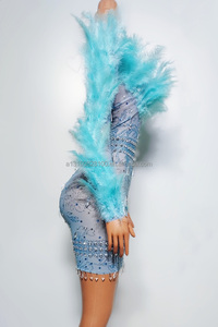 <span class=keywords><strong>Birdman</strong></span> plume maille épissé eau diamant serré et Sexy fée robe anniversaire Banquet discothèque Bar fête Performance Costume - Product Image 2