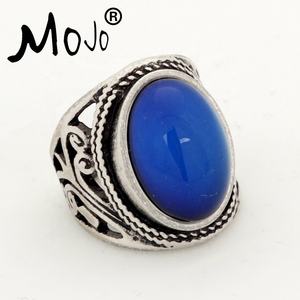 Diseños personalizados Vintage de aleación único Chapado en plata antigua mágica que cambia de Color de piedra Oval emoción anillo para las mujeres - Product Image 3