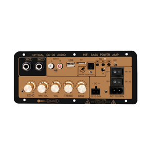 Bo mạch khuếch đại âm thanh xe hơi Mono Bluetooth 100W-300W, đầu vào sợi quang & điều khiển từ xa MIC kép, bộ thu sóng FM dùng cho gia đình - Product Image 1